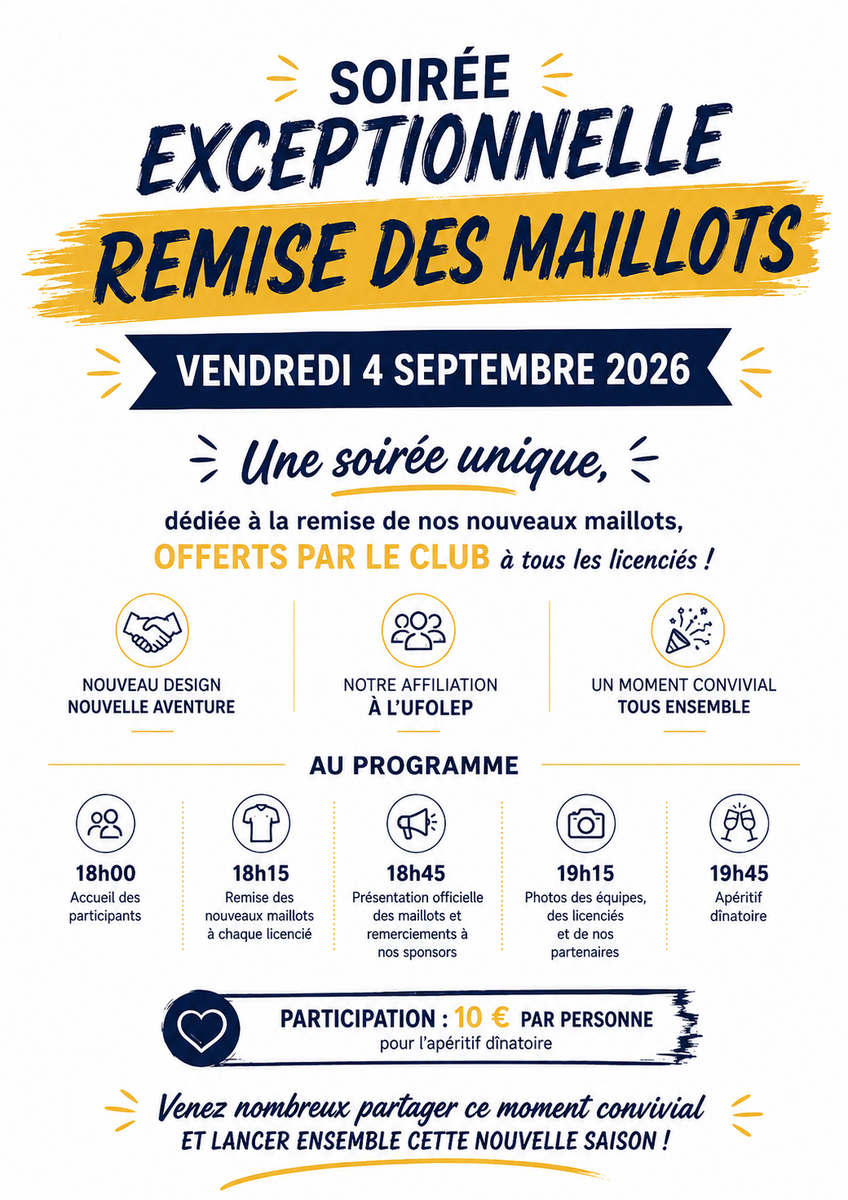 🎉 Soirée exceptionnelle – Remise des nouveaux maillots